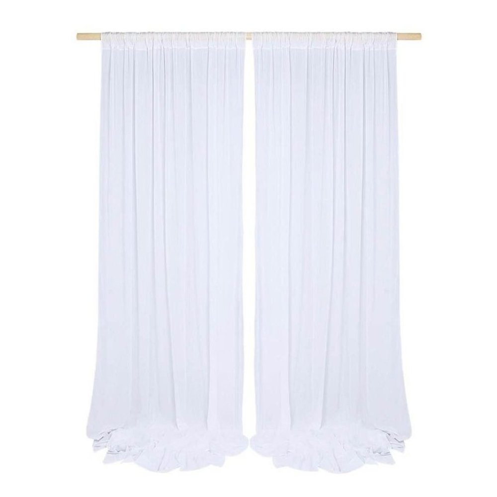 10x10 Feet | Shimmery White Crinkled Chiffon Curtains Wedding Arch Linen Drapes - Picture 5 of 5